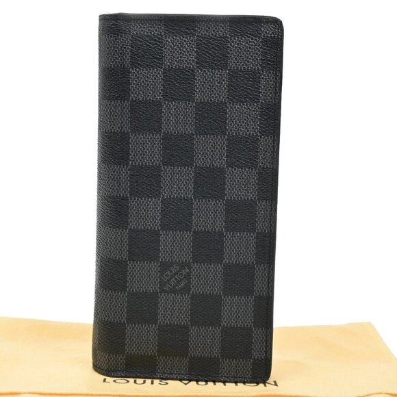 LOUIS VUITTON Brazza Long Bifold Wallet Damier Graphite Black N62665 35YH229